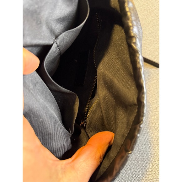 ANNA PAOLA Black Leather Studded Bucket Bag Made in Italy - Picture 3 of 9